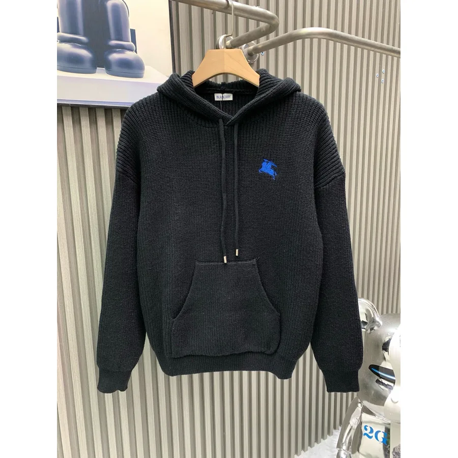 Black Burberry hooded sweatshirt shown in a catalogue photograph